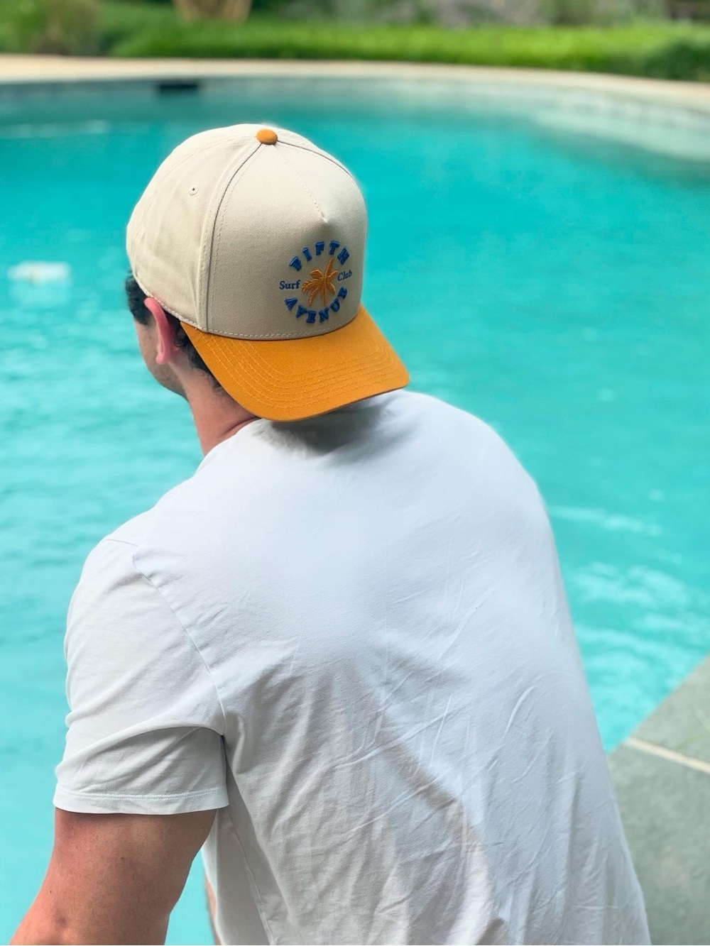 Fifth Ave. Surf Club | Two-Tone Embroidered Surf Club Cap - Cream and Mustard - Picture 5 of 5